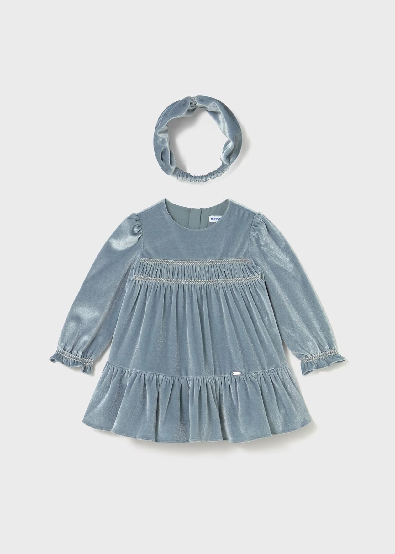 Velvet Blue Bell Dress & Headband - Cardeva