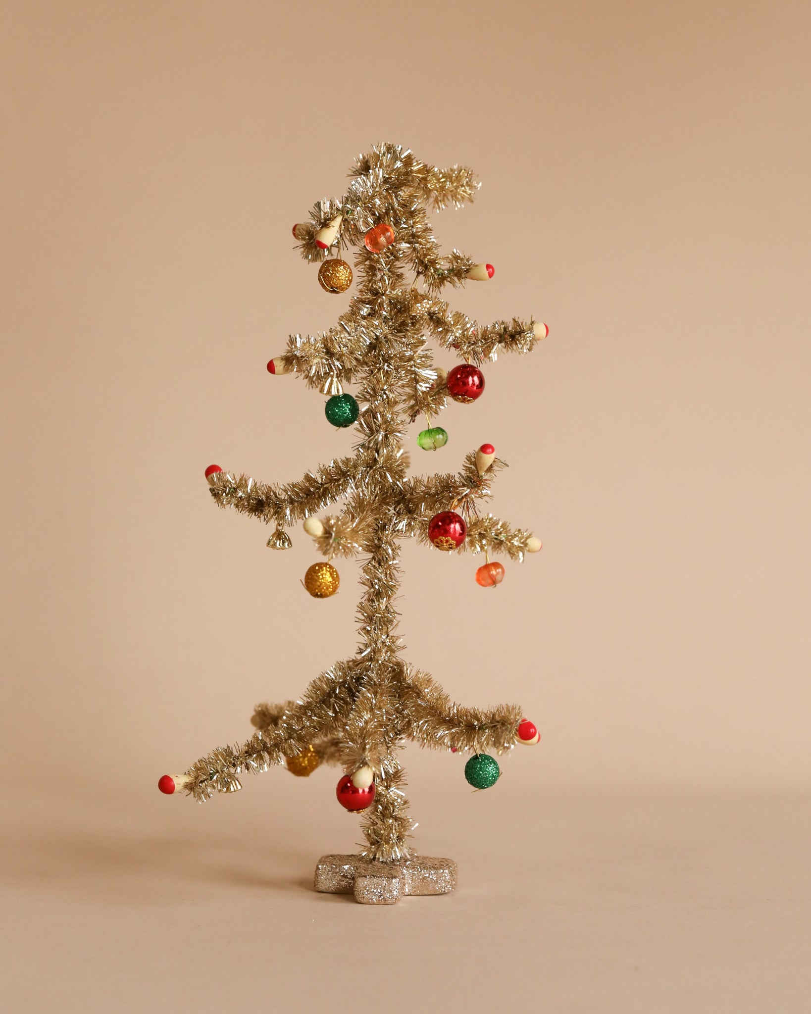 Christmas Tree, Mini,  Gold with Red & Green - Cardeva