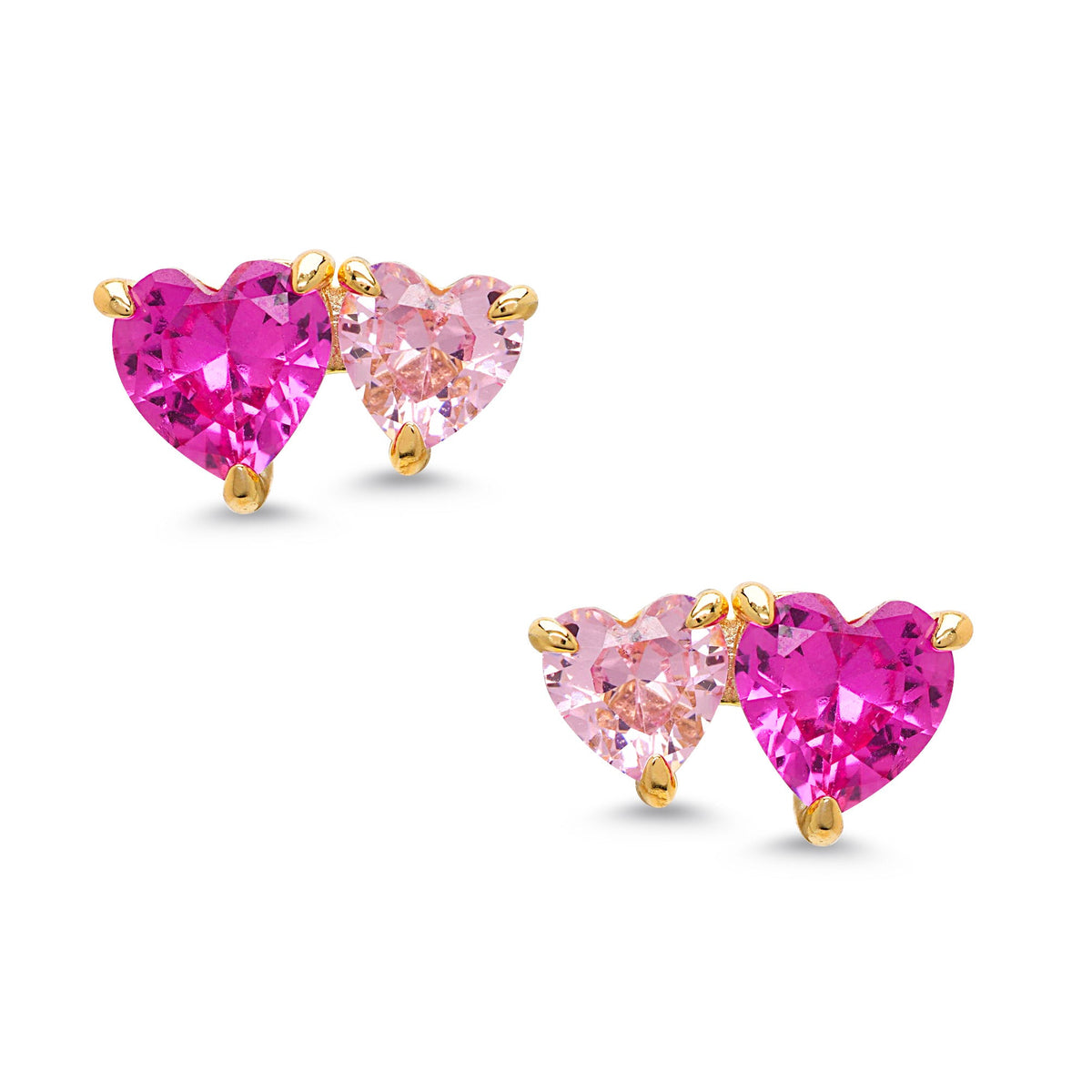 Double Hearts Stud Earrings - Cardeva