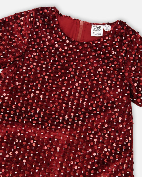 Red Velvet Sequin Dress - Cardeva