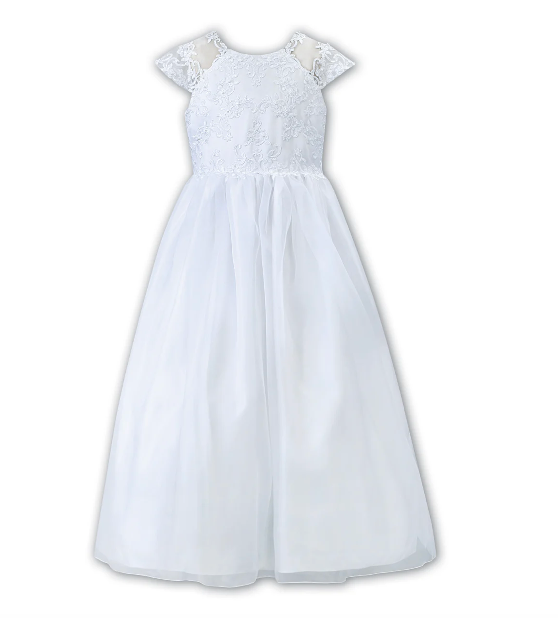 Short Sleeve Lace Bodice Ceremonial Gown - Cardeva