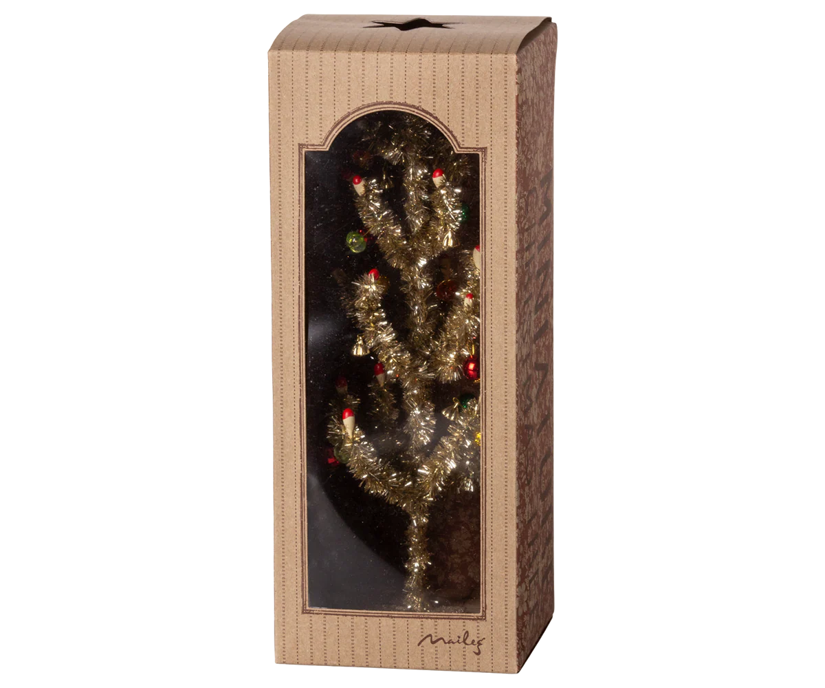 Christmas Tree, Mini,  Gold with Red & Green - Cardeva
